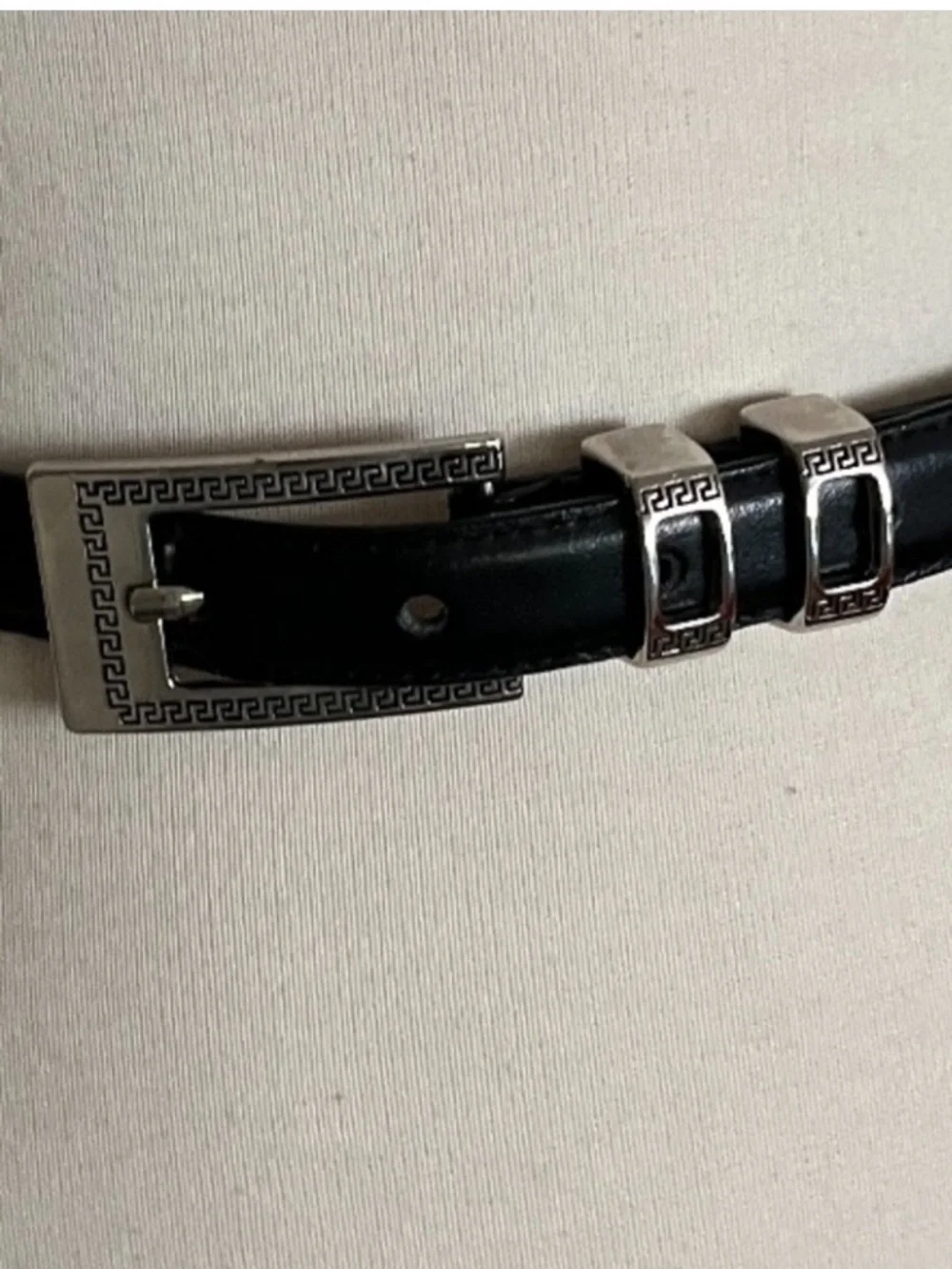 Black And Silver Leather Belt
